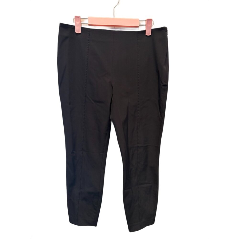 The Row Black Slim Tapered Pintuck Trousers Size 10 Back Zip Made in USA Luxury